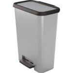 Poubelle � p�dale - curver - compatta - 40 l - gris aspect m�tal - polypropyl�ne