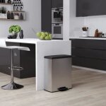 Poubelle  pdale deco 65 l - curver - argent - polypropylne - fermeture en douceur