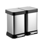 Poubelle à pédale tri sélectif inox 2 bacs 20l pour poubelle de cuisine agent Poubelle à pédale tri sélectif inox 2 bacs 20l pour poubelle de cuisine agent