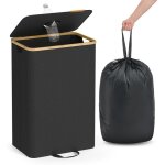 Poubelle de recyclage pour bouteilles et canettes 95l avec trou couvercle sac avec poign�es cuisine noir ...