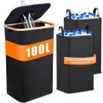 Poubelle de recyclage pour bouteilles et canettes2pc avec trou sac avec poign�es couverclecuisine noir ...