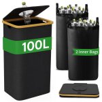 Poubelle tri s�lectif avec 2 bacs et couvercle grande poubelle � roulettes pour collecter les bouteilles ...