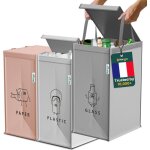 Poubelle tri selectif 3 bacs 40l - sac tri selectif pour le plastique le papier et le verre - flexible ...