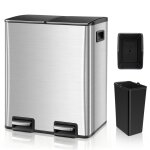 Poubelle tri s�lectif 40 l double compartiment 2 x 20l poubelle cuisine acier inox p�dales en m�tal anti ...