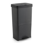 Poubelle de tri sélectif à pédale poubelle de recyclage ? 3 compartiments coloris noir 70 l Poubelle de tri sélectif à pédale poubelle de recyclage ? 3 compartiments coloris noir 70 l