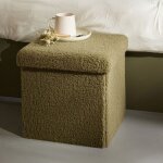 Pouf coffre bouclette carré teddy matcha la factory - teddy matcha kaki Pouf coffre bouclette carré teddy matcha la factory - teddy matcha kaki