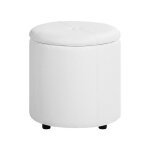 Pouf coffre en cuir pu blanc maryland