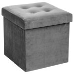 Pouf coffre pliable capitonne lysandre atmosphera - gris