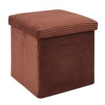 Pouf coffre pliable c�tel� terracotta 38x38 cm - amory