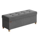 Pouf coffre de rangement - helloshop26 - banc pliant - gris fonc� - 112l - 300 kg de charge
