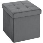 Pouf coffre rangement - homcom - pliable - 376 l - en tissu velours - charge 120 kg - 38 x 38 x 38 cm ...