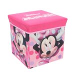 Pouf coffre de rangement jouets minnie mouse chambre enfant fille banc malle mickey