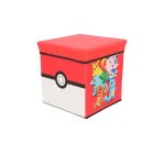 Pouf coffre de rangement  jouets pokemon chambre enfant banc et malle box pokeball