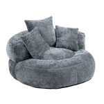 Pouf confortable et durable dossier haut avec trois coussins pour adultes et enfants int�rieur gris + ...