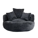 Pouf confortable et durable dossier haut avec trois coussins pour adultes et enfants int�rieur noir + ...