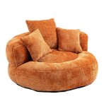 Pouf confortable et durable dossier haut avec trois coussins pour adultes et enfants intrieur orange ...