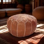 Pouf en cuir vritable marocain fait main ? non rempli avec broderie intricate ? pouf multifonctionnel ...
