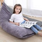 Pouf g�ant - xvx - rangement peluches - velours ultra - doux - 90x127x76 cm - gris ray�