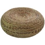 Pouf oriental en narcisse et rotin marron fine asianliving - d50 x h 18 cm label