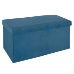 Banc en velours - tess - l 76 x p 38 x h 38 cm - bleu
