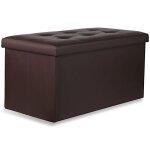 Pouf pliant ravello xxl avec boutons - 80x40x40cm cuir co marron