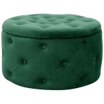 Pouf de rangement avec couvercle matelass� akord alia velour colour vert bouteille hauteur 30 cm