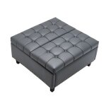Pouf de rangement - duoku - cwd0095ca - kd - gray - cuir synth�tique - gris - 80x80x43 cm