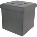 Pouf de rangement - simili cuir - pliable - 38 x 38 x 38 cm - gris foncé - 1 place Pouf de rangement - simili cuir - pliable - 38 x 38 x 38 cm - gris foncé - 1 place