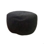 Pouf relaxdays cord h x d : 35 x 50 cm remplissage en polystyr�ne coussin de sol rond tabouret pouf noir ...