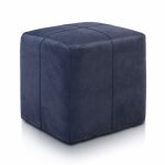 Pouf repose - pieds block en microfibre amovible tabouret carr� rembourr� pour int�rieur bleu nuit a41 ...