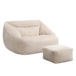 Pouf avec repose - pieds home deluxe cozy - beige