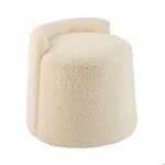 Pouf rond 40x40x38 cm en tissu bouclette blanc
