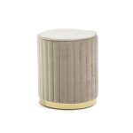 Pouf - ruby - velours matelass� - base chrom�e - 36 cm - int�rieur - beige / or