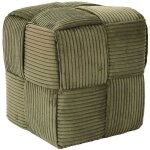 Pouf en tissu c�tel� tress� scott vert