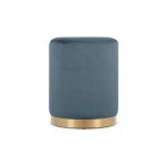 Pouf en tissu velours - sicaan - charlotte i - forme arrondie - d. 35 x h. 43 cm - bleu c�ladon et m�tal ...