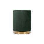 Pouf en tissu velours - sicaan - charlotte i - forme arrondie - d. 35 x h. 43 cm - vert sapin et m�tal ...