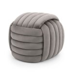 Pouf tress� en velours 53 cm nilo gris clair