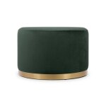 Pouf en tissu velours - sicaan - charlotte ii - forme arrondie - d. 60 x h. 40 cm - vert sapin et m�tal ...