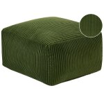 Pouf en velours c�tel� vert 50 x 50 x 30 cm mukki