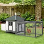 Poulailler bantam rsistant hiver enclos perchoirs nichoir pin gris blanc 196x76x97cm - levage poules ...