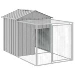 Poulailler avec cour - non spécifié - 117 x 201 x 123 cm - acier galvanisé - gris clair - pour 6 poules ... Poulailler avec cour - non spécifié - 117 x 201 x 123 cm - acier galvanisé - gris clair - pour 6 poules ...
