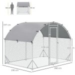 Poulailler enclos en acier 280 x 190 x 197 cm cage � poules avec couverture r�sistante aux uv porte enclos ...
