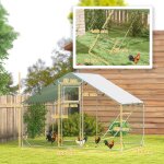 Poulailler enclos en acier 300 x 200 x 195 cm cage � poules avec couverture r�sistante aux uv porte dalimentat ...