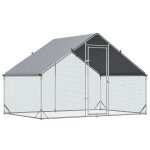 Poulailler enclos en acier 300 x 200 x 200 cm cage � poules avec couvercle porte enclos pour 4 - 6 poules ...