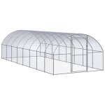 Poulailler enclos cage poules dext�rieur 3 x 8 x 2 m acier galvanis� argent 02 0044017
