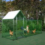 Poulailler enclos m�tal 326x107. 2x151. 5cm pour poulailler plein air - s�curit� serrure + toile pe imperm�abl ...