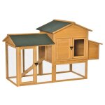 Poulailler - pawhut - avec porte grillage plateau amovible nichoir rampe - pour 2  4 poules - en bois ...