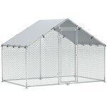 Poulailler - pawhut - porte verouillable - 5 - 8 poules - bche impermable et anti - uv - en acier galvanis ...