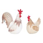 Poule et coq statue de 16cm 21cm beige blanc d�coration maison de campagne � la ferme