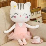 Poupe de chiffon chat mignon chat de ballet poupe  longues jambes jouet en peluche oreiller pour enfants ...